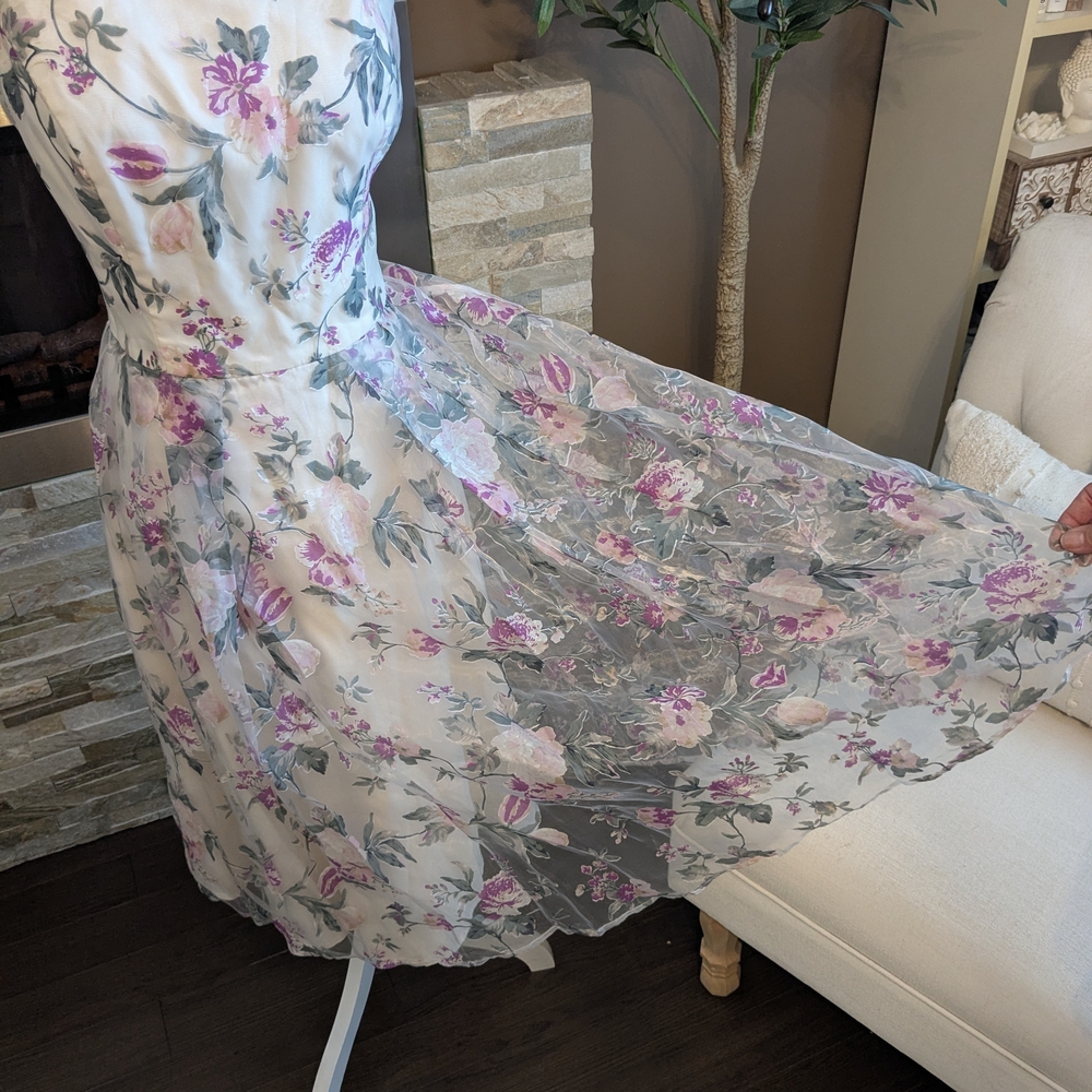 Chi Chi London Floral Midi Dress - Cream and Pink - Picture 2 of 6
